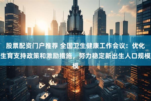 股票配资门户推荐 全国卫生健康工作会议：优化生育支持政策和激励措施，努力稳定新出生人口规模